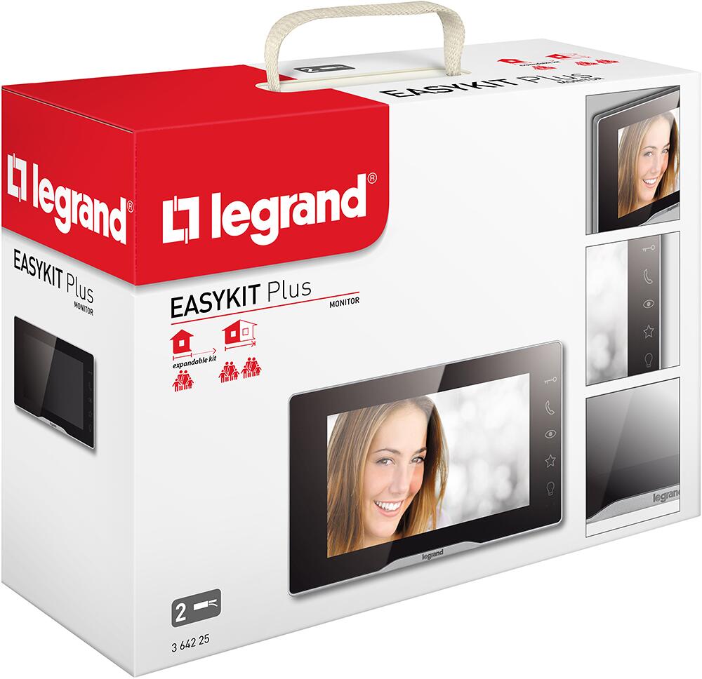 Legrand EASYKIT Plus Video-Innenstelle, 7"-Hochglanz-Farbmonitor, Sensortasten, Schwarz (364225)