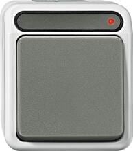 Merten MEG3154-8029 Taster mit separatem Meldekontakt, Schließer, Aquastar, 1‑polig, 10 A, AC 250 V, lichtgrau