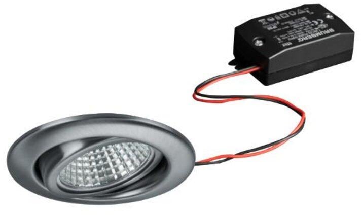 Brumberg GILLAN-R LED-Einbaustrahlerset mit LED-Modul und Konverter schaltbar, 6W, 680lm, 3000K, rund, edelstahl (38147223)