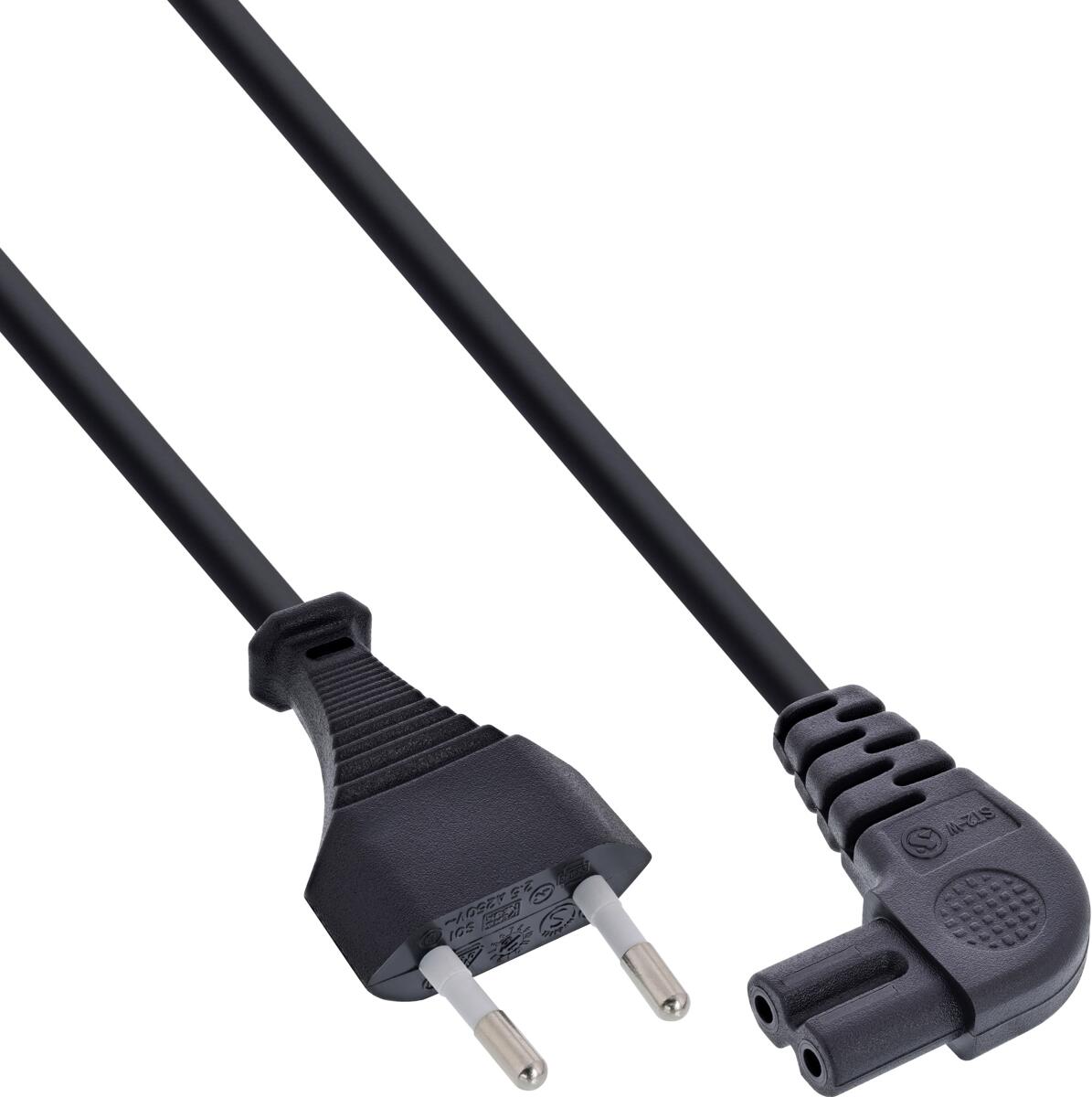 InLine Netzkabel, Netzstecker auf Euro 8 C7 Stecker, gewinkelt, 5,0m (16655X)