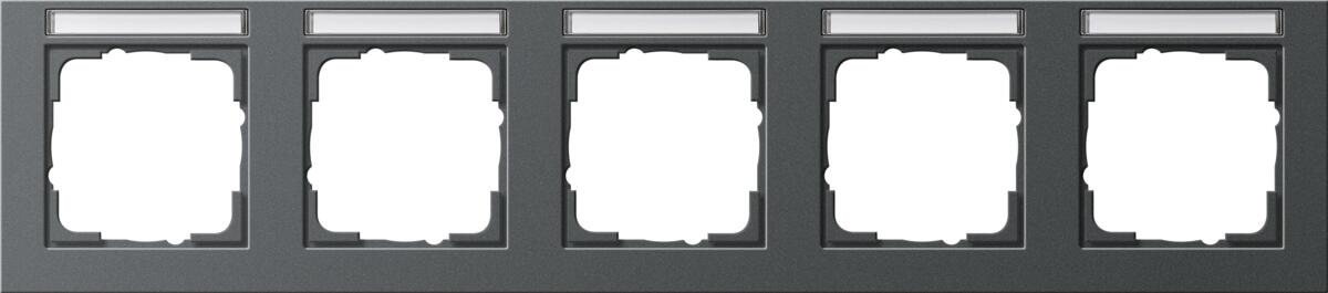 Abdeckrahmen, bruchsicher, beschriftbar, sprühnebeldicht 5fach waagerecht Gira 109523