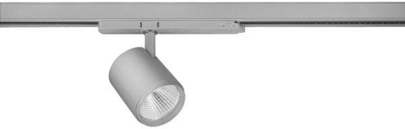 Brumberg RETAIL ONE LED-Schienenstrahler 230 V AC, 50Hz, rund, CRI > 90, 31W, 4015lm, 20°, 3500K, dreh- und schwenkbar, DALI dimmbar, silber struktur