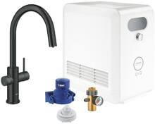 GROHE Blue Professional C Auslauf Set mit herausziehbarem Mousseurauslauf, velvet black (31325KS2)