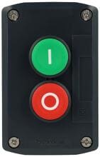 Schneider Electric XALD213 Aufbaugehäuse, Harmony XALD, Kunststoff, 2 Drucktaster, grün, rot, I-O, 22mm, 2S+2Ö, dunkelgrau
