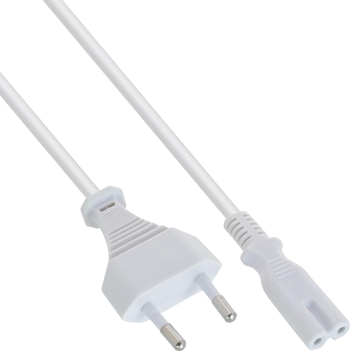 InLine Netzkabel, Netzstecker auf Euro 8 C7 Stecker, weiß, 0,3m (16603W)