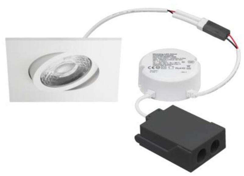 Brumberg ABACO-S LED-Einbaustrahler, 230VAC, 50Hz, 8W, 36°, dim2warm, 3.000K-1.800K, quadratisch, schwenkbar, IP44, DALI dimmbar, weiß (41415173DW)