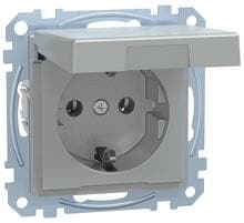Merten MEG2311-0460 SCHUKO Steckdose mit Klappdeckel, System M, Steckklemmen, aluminium matt