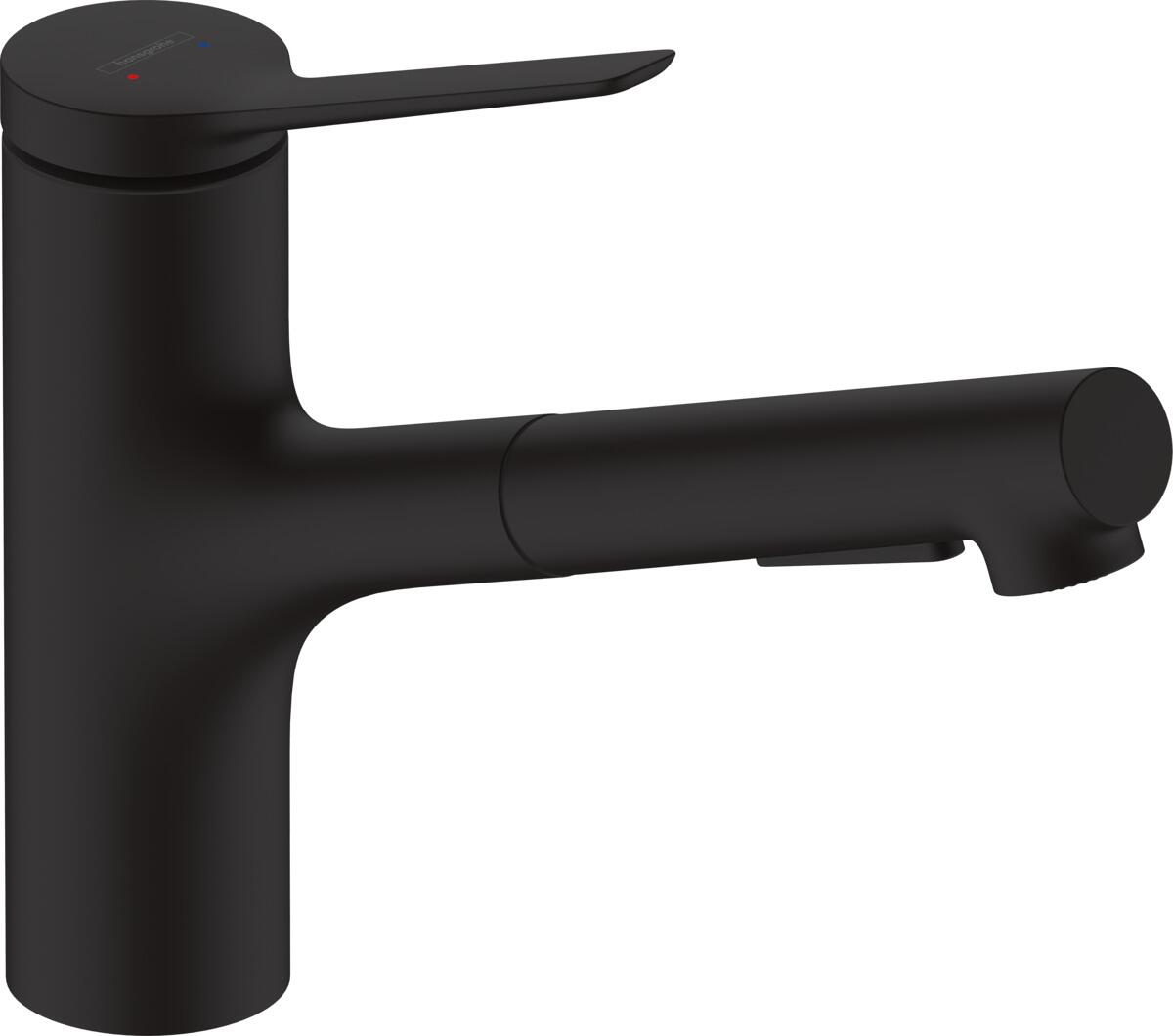 hansgrohe Zesis M33 Einhebel-Küchenarmatur 150, Metall Ausziehbrause, 2 Strahlarten, Schlauchbox, Messing, 140 mm, G ⅜ Anschlussschläuche, mit Rückflu