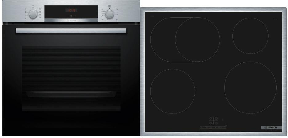 Bosch HBD435RS64 A+ Backofen-Set mit Induktionskochfeld (HBA514BS3, PIF64RBB5E), 60 cm breit, 71 L, Edelstahl