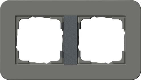 Gira 0212423 Abdeckrahmen 2-fach, E3, dunkelgrau Soft-Touch mit Trägerrahmen anthrazit
