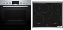 Bosch HND415LS62 EEK: A+ Einbau-Herd-Set mit Induktionskochfeld (HEA513BS4 + NIF645CB5E), 60 cm breit, 71 L, 3D-Heißluft, Versenkknebel, Kindersicherung, Rahmen aufliegend, schwarz