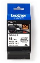 Brother TZe-FX211 Flexi-Tape laminiertes Schriftband für Beschriftungsgeräte, 6mm, 8m, schwarz/weiß