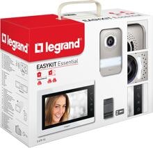 Legrand EASYKIT Essential Video-Türsprechanlagen-Set, 2-Draht-Anschluss, 7"-Farbmonitor & Weitwinkelkamera, REG-Netzgerät, IP54, IK07, Weiß (367915)