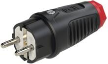 PCE Taurus2 Gummi-Stecker nat IP54, gerade, schwarz/rot (0511-sr)