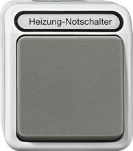 Merten MEG3448-8029 Heizungs-Notschalter, Aquastar, Aus/Wechsel, 1‑polig Kontroll-Langfeldleuchte, 10 AX, AC 250 V, lichtgrau