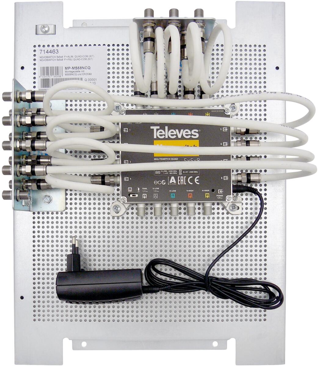 Televes MP-MS58NCQ Montageplatte mit Multischalter, 5in8 (714463)