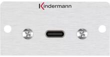 Kindermann Anschlussblende mit Kabelpeitsche, USB C-Buchse / C-Buchse, USB 3.2 Gen.1 kompatibel (max. 5 Gb/s), Halbblende, Aluminium eloxiert (7444000549)