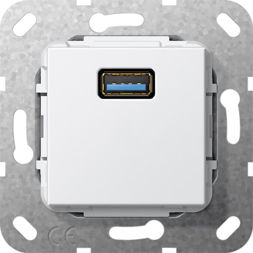 Gira 568203 Einsatz USB 3.0 Typ A Gender Changer, System 55, reinweiß glänzend