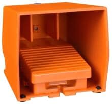 Schneider Electric Fußschalter, Harmony XPE, einfach, Metall, orange, 1-stufig, 2Ö+2S, IP66, mit Schutzhaube (XPER311)