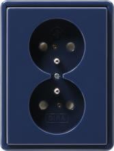 Gira 079546 Doppelsteckdose mit Erdungsstift 16 A 250 V~, mit integriertem erhöhten Berührungsschutz (Shutter) und Symbol , komplett mit Abdeckrahmen, S-Color, Blau