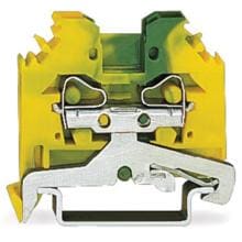 Wago 2-Leiter-Schutzleiterklemme, 4 mm², seitliche Beschriftungsaufnahmen für Tragschiene 35 x 15 und 35 x 7,5, CAGE CLAMP®, grün-gelb (281-107)