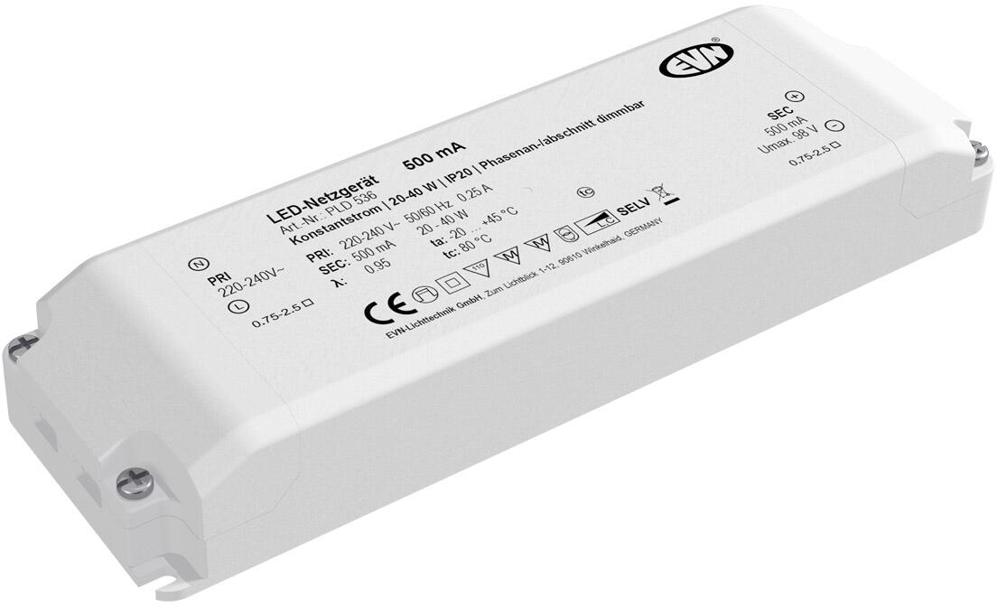 EVN PLD Netzgerät, 500mA, 20-40W, IP20, Primär: 220-240V (PLD536)