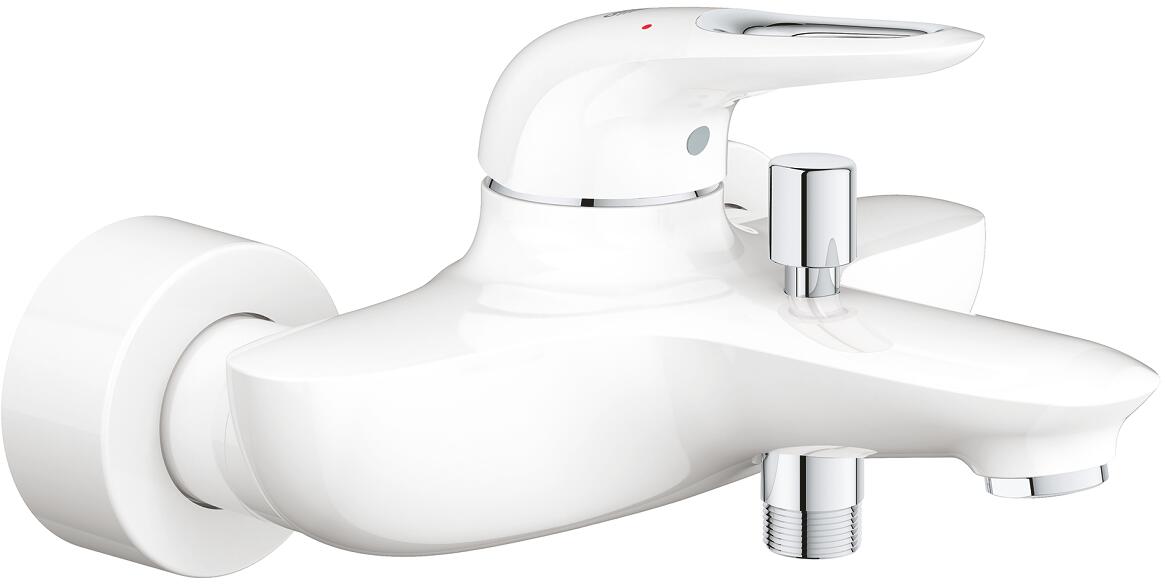 GROHE Eurostyle Einhand-Wannenbatterie, Wandmontage, offener Metall-Hebelgriff, moon white/chrom (33591LS3)