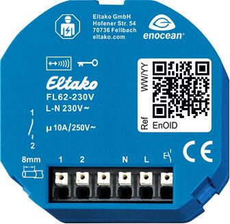 Eltako FL62-230V Funk-Lichtaktor, 10 A/250 V AC, Stromstoßschalter mit 1 Schließer (30100532)
