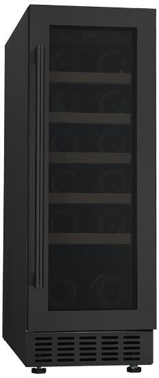 PKM UWTS56-20G Weintemperierschrank, 29,5 cm breit, 20 Standardweinflaschen, 5 Böden aus Holz, Thermostat, unterbaufähig, schwarz