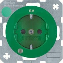 Berker 41102003 Steckdose SCHUKO mit Kontroll-LED und erhöhtem Berührungsschutz, R.1/R.3, grün glänzend