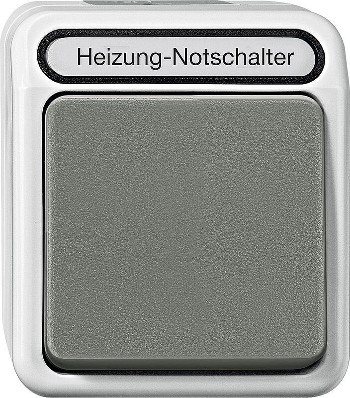 Merten MEG3449-8029 Heizungs-Notschalter, Aquastar, Aus, 2‐polig, Kontroll-Langfeldleuchte, 10 AX, AC 250 V, lichtgrau