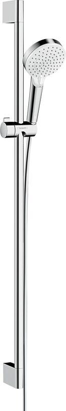hansgrohe Crometta Duschset 100 Vario wassersparend mit Duschstange 90 cm, Messing, 6,7 l/min, 100 mm, Weiß/Chrom (26538400)