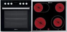 Bauknecht HEKO H500 EEK: A Einbauherdset mit Glaskeramikkochfeld (HVS5 TH8VS3 ES & CHR 9642 IN), 59,5 cm breit, 65 L, schwarz