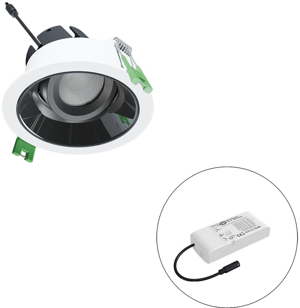 EVN SELECTO LED Deckeneinbau, rund, dreh-/schwenkbar, IP20, 220-240V/AC, 6W, 2700K, 735lm, inkl. Netzgerät, DALI, Reflektor schwarz/hochglänzend, 5.35