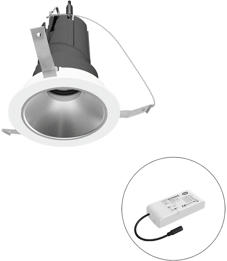 EVN SELECTO LED Deckeneinbau, rund, drehbar, IP20, 220-240V/AC, 13W, 4000K - 1593lm, inkl. Netzgerät, DALI, Reflektor silber/matt, 2.244,00cd, breitst