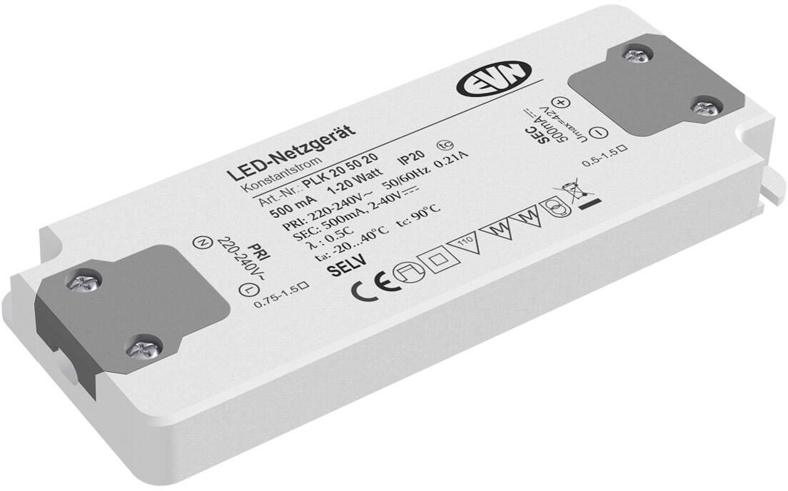 EVN PLK Netzgerät, 500mA, 1-20W, IP20, Primär: 220-240V (PLK205020)