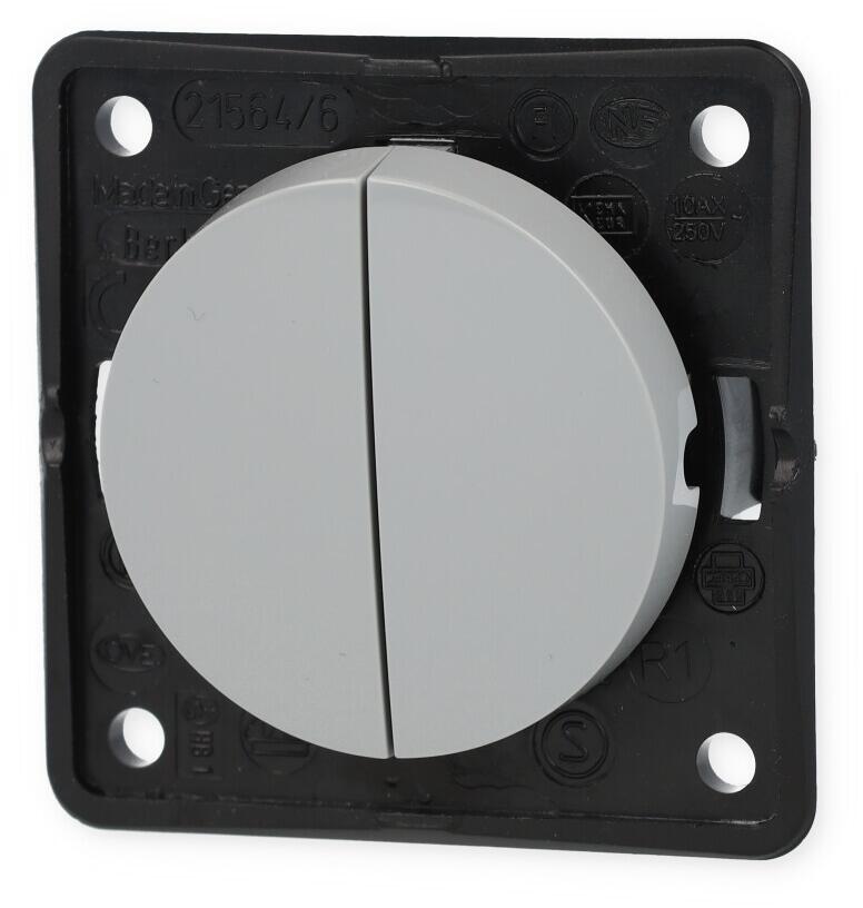 Berker 936552507 Serienschalter, gemeinsame Eingangsklemme, Integro - Design Flow/Pure, grau glänzend