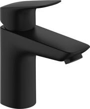 hansgrohe Logis Einhebel-Waschtischarmatur 100 CoolStart mit Zugstangen-Ablaufgarnitur, Messing, 5 l/min, Mattschwarz (71102670)