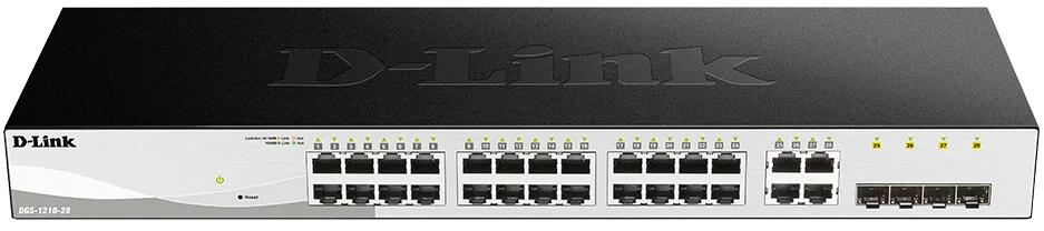 D-Link 28-Port Lay2 Smart Man.Gigab.Switch 24x10/100/1000Mbit/s, PoE, schwarz (DGS-1210-28/E)