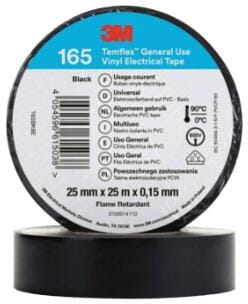 3M Temflex 165BK8E Isolierband, 25mmx25m, schwarz (7100184820)