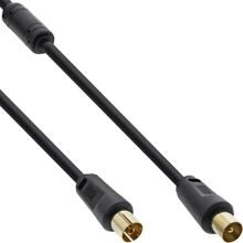 InLine Antennenkabel Premium, 2x geschirmt, mit Filter, >85dB, schwarz, 0,5m (69450P)