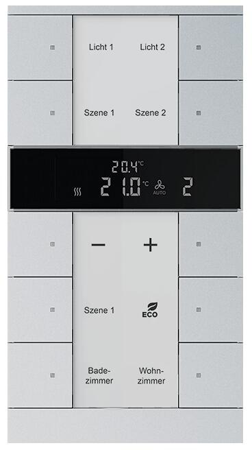 Busch-Jaeger SBS/U10.0.11-83 Raumtemperaturregler Nebenstelle mit Bedienfunktion, Busch- Tenton, 10fach BE, alusilber (2CKA006330A0047)