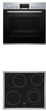 Bosch HND671CS60 EEK: A Einbauherd-Set mit Glaskeramikkochfeld (HEA578BS0+NKN645GA1E) 60cm breit, 71L, Pyrolyse, LCD-Display, 4 Kochzonen, Edelstahl/schwarz