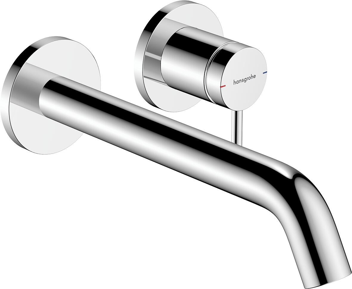 hansgrohe Tecturis S Einhebel-Waschtischarmatur Unterputz für Wandmontage wassersparend+ mit Auslauf 22,5 cm, Messing, 4 l/min, Chrom, (73351000)