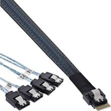 InLine Slim SAS Kabel, SFF-8654 4i zu 4x SATA 7-pin, 12Gb/s