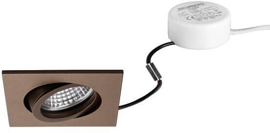 Brumberg TIRREL-S LED-Einbaustrahlerset mit LED-Modul und Rundkonverter Phasenabschnitt dimmbar, 6W, 3000K, quadratisch, schwenkbar, braunmetallic mat