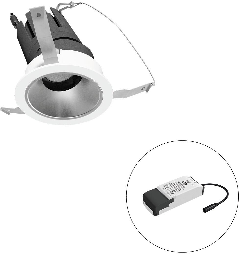 EVN SELECTO LED Deckeneinbau, rund, schwenkbar, IP20, 220-240V/AC, 13W, 4000K, 1593lm, inkl. Netzgerät, Phase, Reflektor silber/matt, 4.654,00cd, medi