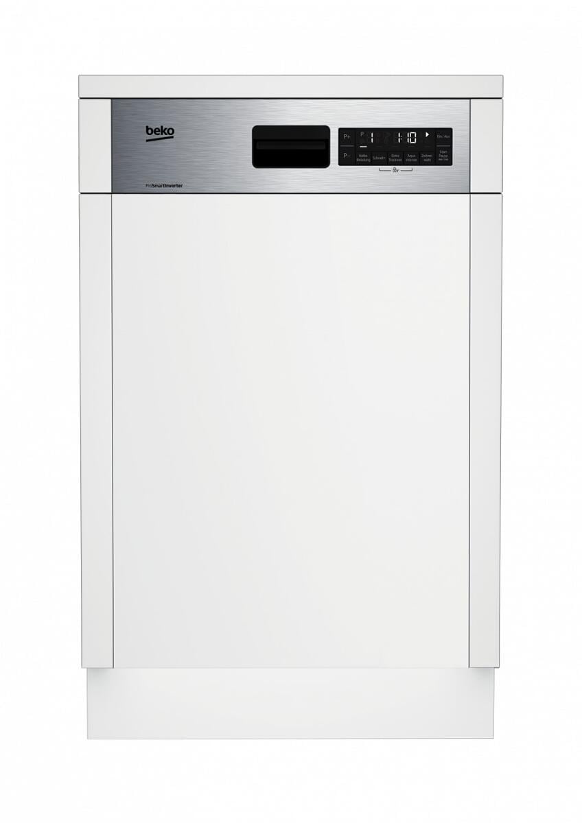 Beko DSS28021X Teilintegrierter Geschirrspüler, 45 cm breit, 11 Maßgedecke, Auto Programm, Edelstahl