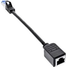 InLine Patchkabel Verlängerung, RJ45 Protektor, S/FTP (PiMf), Cat.6A, 0,2m (76501X)