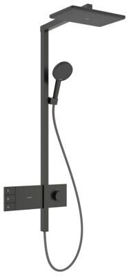 hansgrohe Raindance Alive Q Duschsystem 210/340 2 Strahlarten wassersparend mit ShowerSelect Comfort, Metall, 12,7 l/min, 210 x 340 mm, Brushed Black